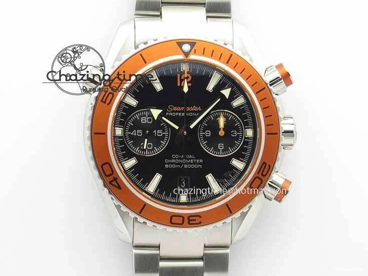 0110 Sophisticated Planet Ocean Master Chronometer Chrono SS OM 1:1 Best Edition Orange On SS Bracelet A 8156